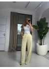 SARI GOLD DÜĞMELİ PİLELİ PANTOLON