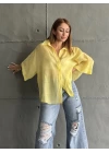 Sarı İnce Modal Kumaş Transparan Gömlek