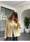 SARI KREM DÜĞMELİ ÇİFT RENK HIRKA