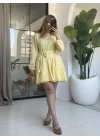 SARI KUŞAKLI FİSTO ELBİSE