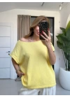 SARI OMZU AÇIK KISA KOL BLUZ