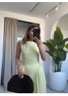 SARI TASARIM KETEN ELBİSE