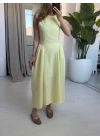 SARI TASARIM KETEN ELBİSE
