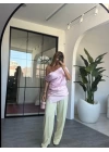 PEMBE TEK OMUZ BROŞLU BLUZ