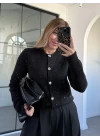 SİYAH BİSİKLET YAKA SİMLİ DİLVİN TRİKO HIRKA
