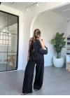 SİYAH BROŞ DETAYLI SIFIR KOL TAKIM