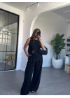 SİYAH BROŞ DETAYLI SIFIR KOL TAKIM