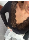SİYAH DANTELLİ KAŞMİR BLUZ