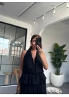 SİYAH DEKOLTE DETAYLI ŞİFON ETEK TAKIM
