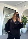 SİYAH DİK YAKA ÇITÇITLI MODAL TAKIM