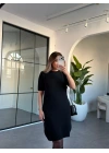SİYAH DİLVİN BİSİKLET YAKA YUMUŞACIK DOKULU TRİKO ELBİSE