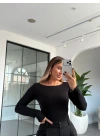 SİYAH DİLVİN KAYIK YAKA BLUZ