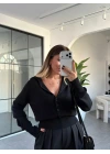 SİYAH DİLVİN POLO YAKA DÜĞMELİ KAZAK