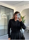 SİYAH DİLVİN POLO YAKA DÜĞMELİ KAZAK