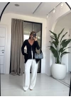 SİYAH DÜĞMELİ DANTEL BLUZ