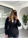 SİYAH FERMUARLI SWEATSHIRT