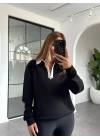 SİYAH FERMUARLI SWEATSHIRT
