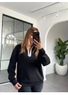 SİYAH FERMUARLI SWEATSHIRT