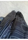 SİYAH GEOMETRİK DESEN SATEN PANTOLON TAKIM