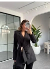 SİYAH GOLD AKSESUAR DETAY BAĞLAMALI BLAZER CEKET