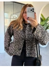 SİYAH KAŞE LEOPAR CEKET