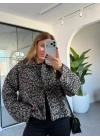 SİYAH KAŞE LEOPAR CEKET