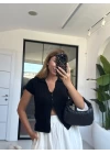 SİYAH KISA KOL ÖRGÜ BLUZ