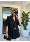 SİYAH KISA KOLLU BLAZER CEKET