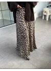 SİYAH LEOPAR DESEN SATEN ETEK