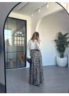 SİYAH LEOPAR DESEN SATEN ETEK