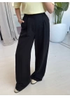 Siyah Örgü Kemerli Pantalon