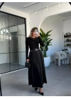 SİYAH PİLİSELİ KEMERLİ ETEK