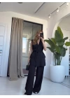 SİYAH PREMİUM KALİTE PR YELEKLİ TAKIM