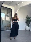 SİYAH ŞALVAR MODEL SATEN PANTOLON