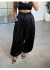 SİYAH ŞALVAR MODEL SATEN PANTOLON
