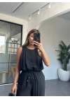 SİYAH SIFIR KOL CROP PANTOLON TAKIM