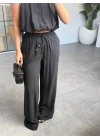 SİYAH SIFIR KOL CROP PANTOLON TAKIM