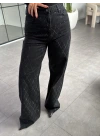 SİYAH TAŞ İŞLEMELİ WİDE LEG JEAN