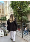 SİYAH TEK DÜĞMELİ OVERSİZE BLAZER CEKET