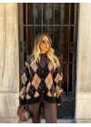 SİYAH VİZON BAKLAVA DESEN HIRKA