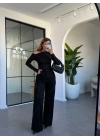 SİYAH ZIMBALI SÜET PANTOLON