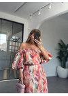 SOMON KARIŞIK DESEN BALON KOL CROP ETEK TAKIM
