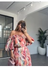 SOMON KARIŞIK DESEN BALON KOL CROP ETEK TAKIM