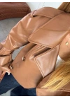 TABA CROP DERİ CEKET