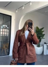TABA SÜET KUŞAKLI BLAZER CEKET