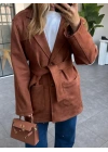 TABA SÜET KUŞAKLI BLAZER CEKET