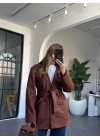 TABA SÜET KUŞAKLI BLAZER CEKET