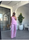 VİLMA PEMBE KETEN PANTOLON TAKIM