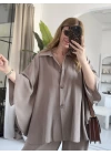 Vizon Kısa Kol Beli Lastikli Tensel Pantolon Takım