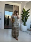 YEŞİL ASKILI ŞİFON ELBİSE